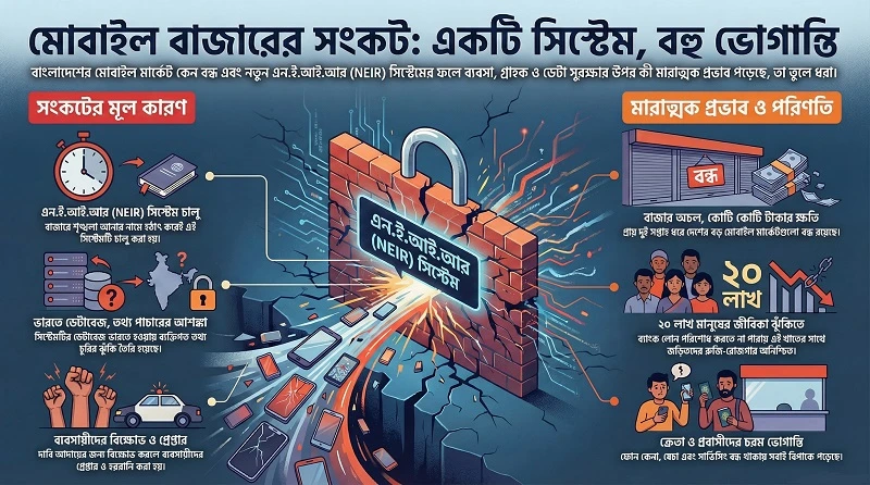 শৃঙ্খলাই অচল মোবাইল মার্কেট, ডেটাবেজ যাচ্ছে ভারতে!